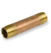 [1124BRN, 1-1/2x4 BRASS NIPPLE, 1-1/2x4in BRASS NIPPLE, BRASS NIPPLE] 1-1/2x4 NIPPLE BRASS