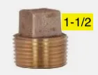 [112BRP, BRASS PLUG] LF 1-1/2 SQ HD CORED PLUG BRASS