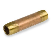 [1145BRN, 1-1/4x5 BRASS NIPPLE, 1-1/4x5in BRASS NIPPLE, BRASS NIPPLE] 1-1/4x5 NIPPLE BRASS