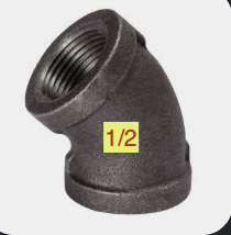 1/2 45 ELBOW BLACK