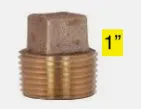 [1BRP, BRASS PLUG] LF 1" SQ HD CORED PLUG BRASS