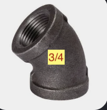 [34b45, black elbow 45] 3/4 45 ELBOW BLACK