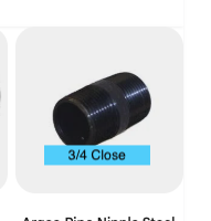 [34CLBN] 3/4xCLOSE NIPPLE BLACK