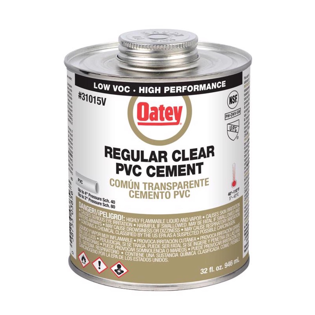 OATEY 31015V REG CLEAR CEMENT 32oz (QUART)