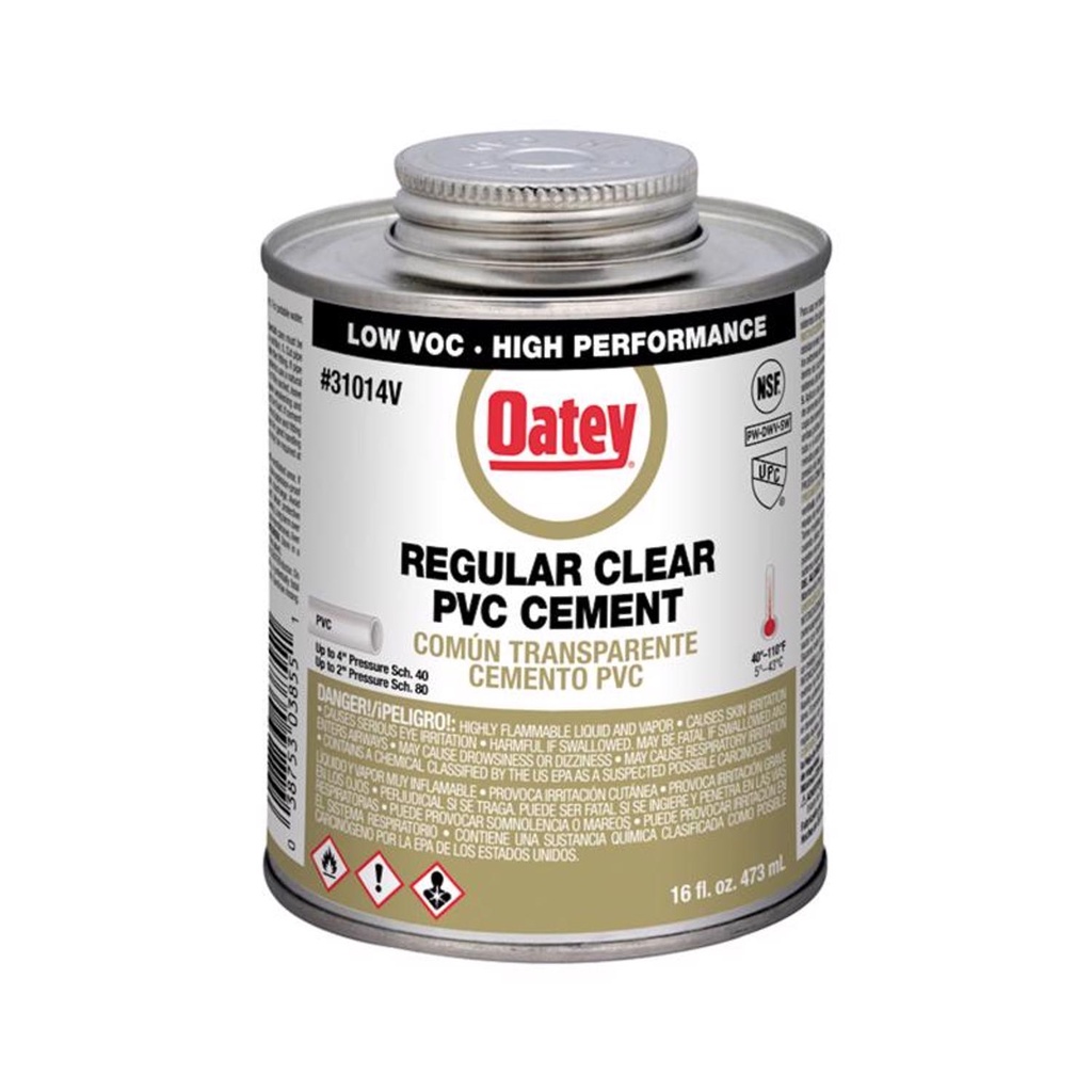 [clearcement, cement, pvccement] OATEY 31014V REG CLEAR CEMENT 16oz (PINT)