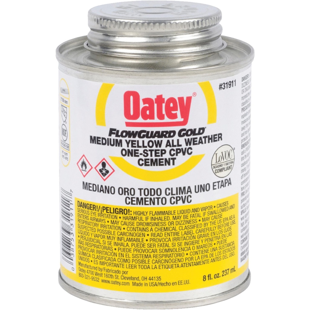 [cpvccement, cement] OATEY 31911 8OZ CPVC FGG CEMENT (1-Step, No primer needed)
