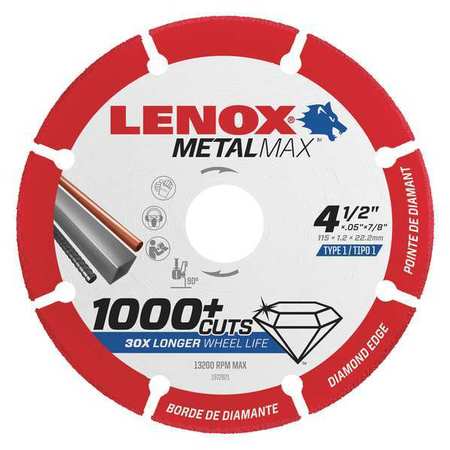 [lenox, diamond cutoff wheel, lexon wheel] LENOX 1972921 4.5" x 7/8" DIAMOND CUTOFF WHEEL